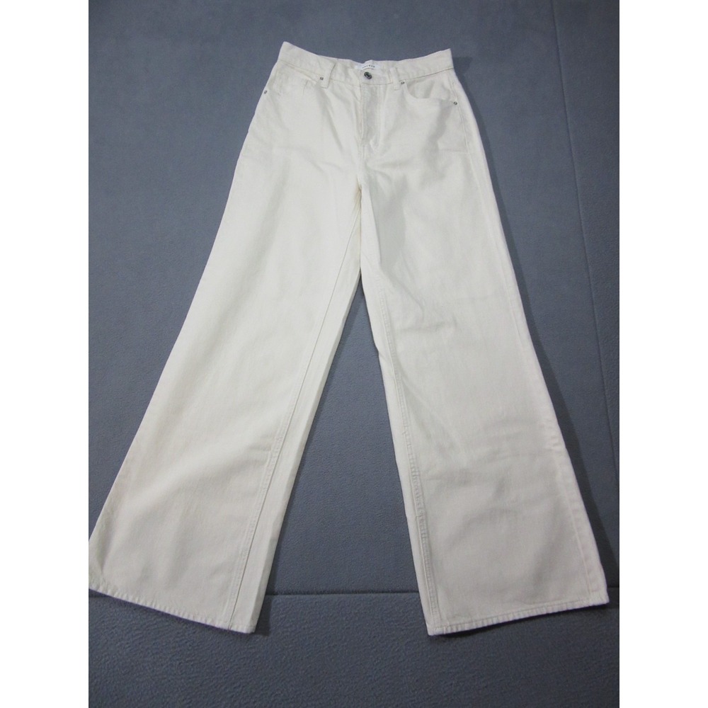 PacSun Jeans Womens 27 Off White Ivory Wide Leg High Rise Button Fly Back Patch